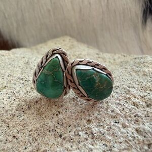 ❤️ Emerald Valley Teardrop Turquoise Matte Sterling Stud Earrings 4 Gm ~ Quality